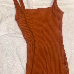 Ribbed Rust Tank Dress